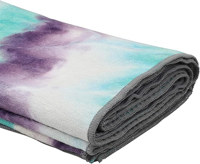 Yoga Towels , Non Slip Hot Yoga Towel Skidless Waffle Texture, 100% Absorbent Odorless Microfiber Yoga Blanket, Standard Sized 24 inchx72 inch Mat Towel,for Hot Yoga, Bikram, Pilates (Green & Pink)-FlexoryFit