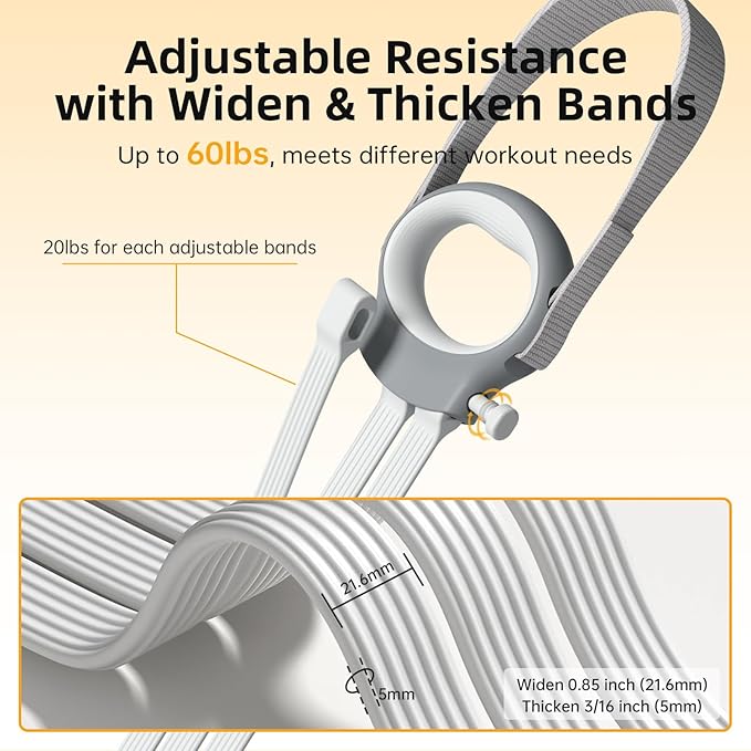 Figure 8 Fitness Resistance Bands with Handles, 20-60lb Adjustable Elastic Excercise Band, Non-Slip Fabric Silicone Bands for Strength Stretch Flexibility Training Arms Back Shoulder Chest Legs-FlexoryFit