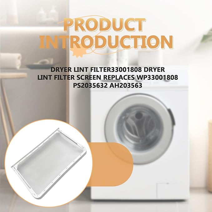 33001808 Dryer Lint Filter Screen Replaces WP33001808 PS2035632 AH203563, Compatible with Whirlpool Maytag Dryer Fits MDE9206AYW MDE5500AYW MDG5500AWW Dryer Parts Lint Trap
