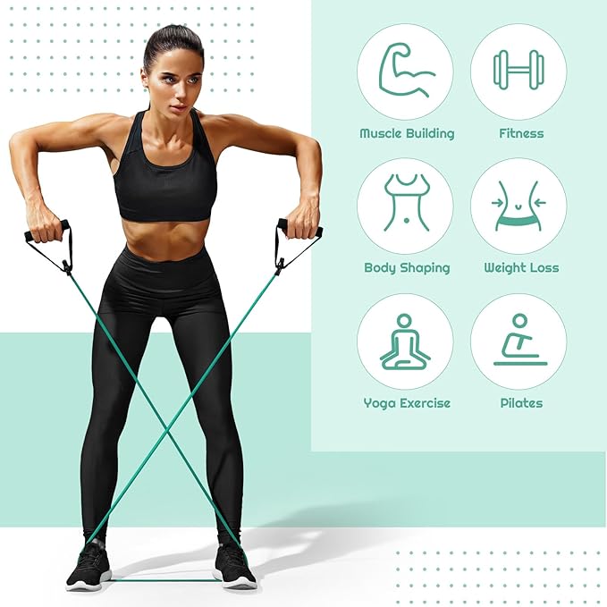 6 Pcs Fitness Resistance Exercise Bands 6 Tube Pedal Puller Resistance Band Set for Women Weight Loss Thigh Training Workout Equipment Elastic Arms Abdomen Shoulder Waist Leg Beginners Yoga-FlexoryFit