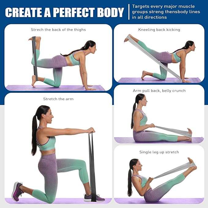 Resistance Bands, Exercise Bands, Physical Therapy Bands for Strength Training, Yoga, Pilates, Stretch Elastic Band with Different Strengths, Workout Bands for Home Gym-FlexoryFit