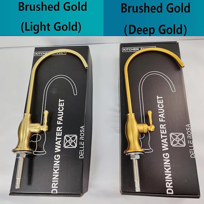 Delle Rosa Brushed Gold Drinking Water Faucet, Commercial Water Filtration Faucet for Under Sink Water Filter System,Solid Brass Drinking Water Purifier Faucets,Brushed Gold(Deep Gold)