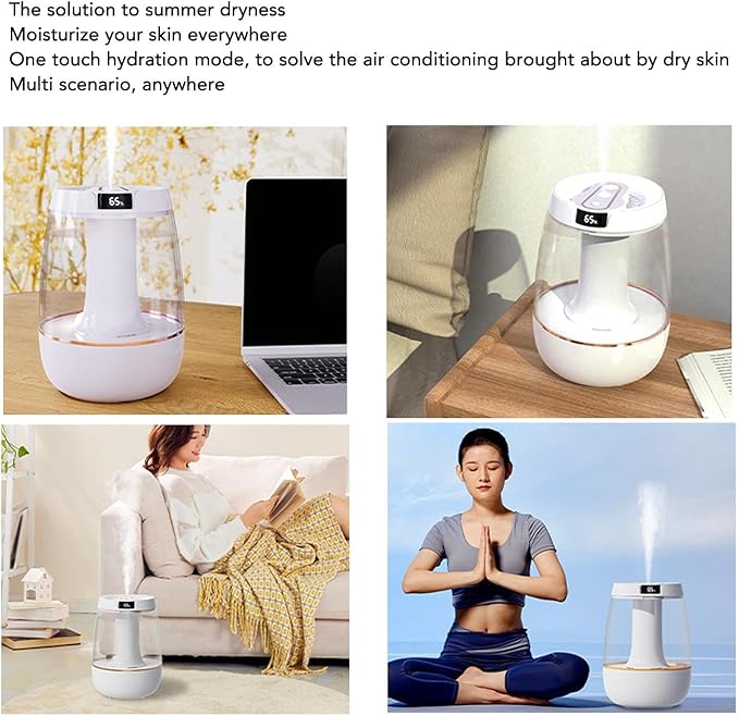 Portable Mini Humidifier, Air Humidifier White Double Spray Quiet USB 3L Large Capacity Mist Humidifier for Home, Living Room, Bedroom, Office & Car