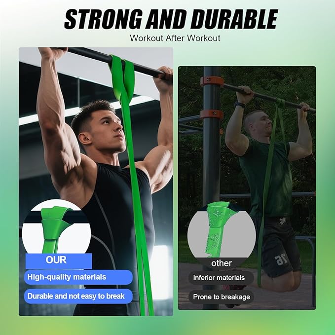 WHATAFIT Resistance Bands, Pull Up Assistance Bands, Exercise Bands, Workout Bands Set for Men and Women Home Fitness, Body Stretching, Strength Training, Physical Therapy-FlexoryFit