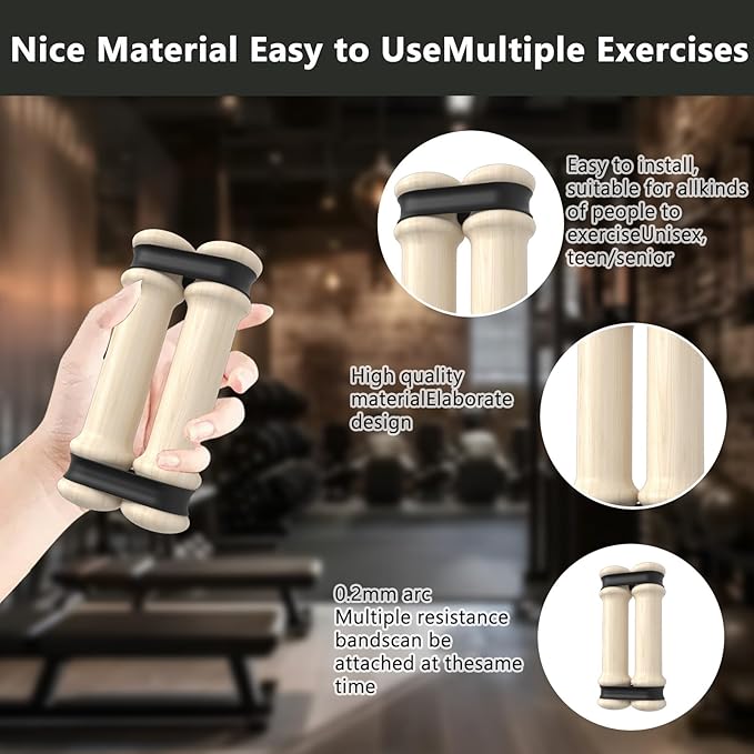 Rip Stick Portable Upper Body & Chest Workout Equipment with Adjustable Resistance Bands, Wooden Handles, Shoulder & Joint Rehab Home Gym – Muscle Strength & Flexibility Training (8 Bands Included)-FlexoryFit