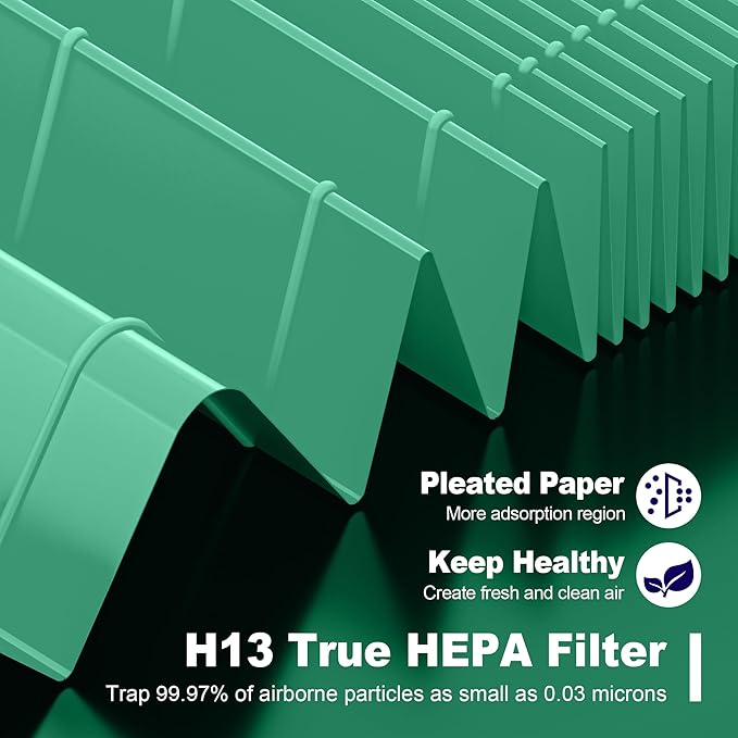 115115 HEPA Toxin Absorber Replacement Filter A for Winix PlasmaWave Air Purifier C535 5300 5300-2 6300 6300-2 P300 AM90 C909 9800, 2 x True HEPA Size 21 Filter + 8 x Carbon Pre-Filters, Green