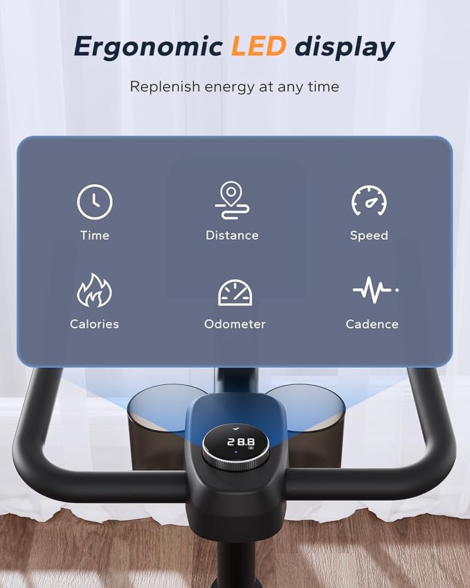 MERACH Exercise Bike, Brake Pad Stationary Bike with Exclusive App, Low Noise Indoor Cycling Bike with 300lbs Weight Capacity, Tablet Mount and Fitness Courses for Weight Loss-FlexoryFit