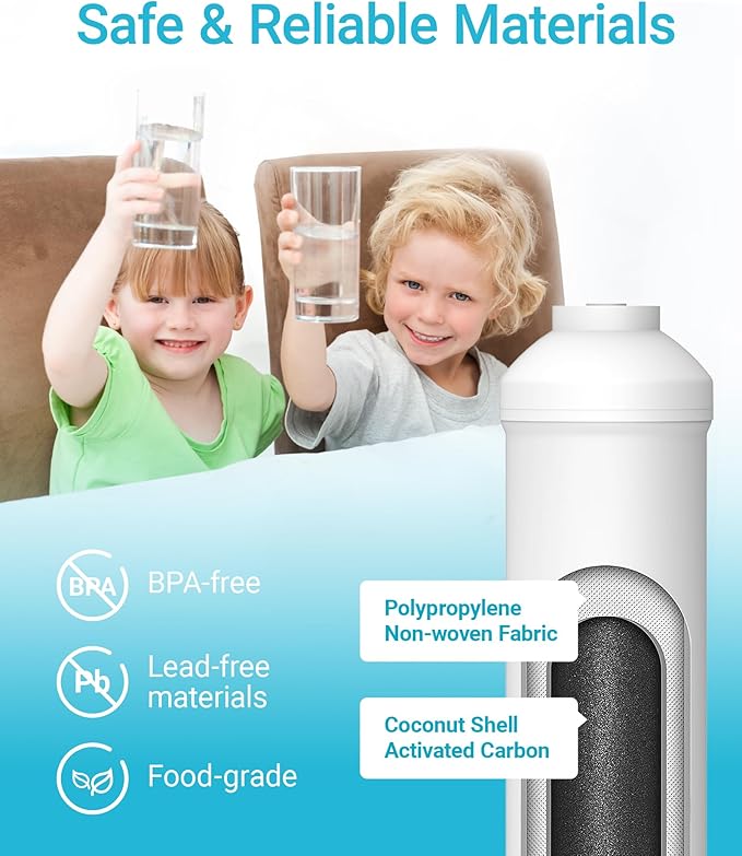 AQUA CREST GXRTDR Inline Water Filter, NSF Certified, Compatible with GE GXRTDR, Samsung DA29-10105J, Whirlpool WHKF-IMTO, Reduces Chlorine, Fluoride, for Refrigerator, Ice Maker, RVs (Pack of 3)