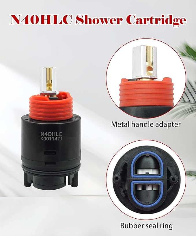 N40HLC Shower Cartridge Fits for Temp-Gard III Faucets and Shower Valves,Replaces RK7300-CART-3P JH02BJ HL-40,40 mm Shower Cartridge