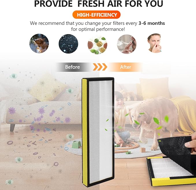 FLT4825 HEPA Filter B Replacement-Compatible with Air Purifier Models-Replaces AC4820, AC4850,CDAP4500BAC, AC4800, AC4300 AC4900CA AC4825 AC4825E by Blutoget -2 H13 HEPA Filters 8 Carbon Pre-Filters