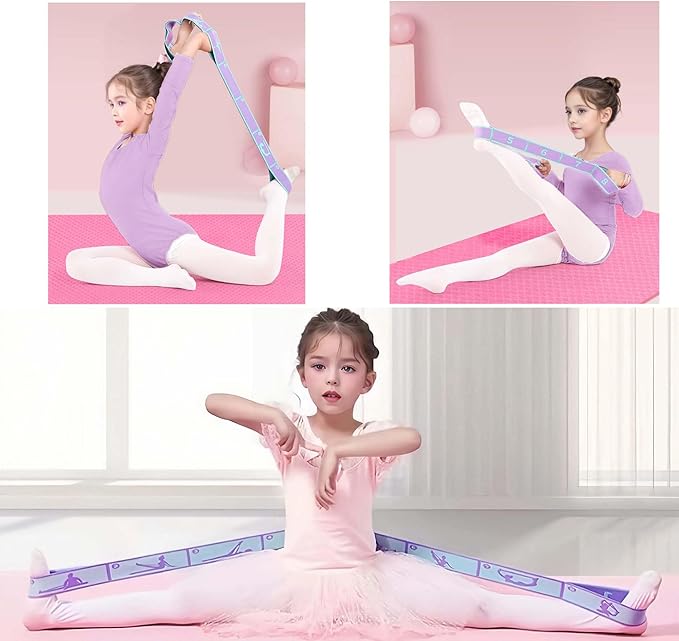 2pcs Stretch Strap for Kids,Elastic Yoga Stretching Strap with Loops, Multi-Loop Adjustable Exercise Stretching Bands，Stretching Resistance Ballet Bands for Dance, Latin, Gymnastics Exercis -8Loops-FlexoryFit