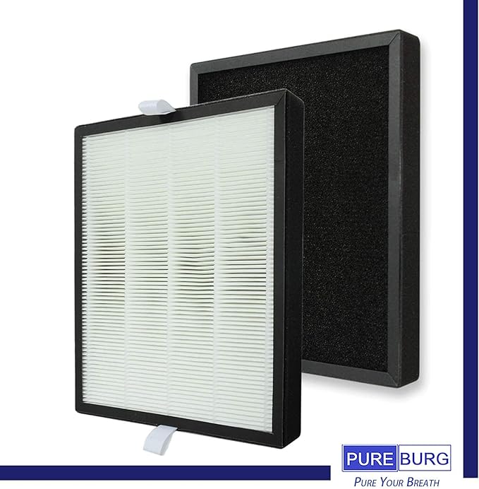 PUREBURG Replacement Filter Compatible with PARTU BS-10 Air Purifier, 2-Pack H13 HEPA Activated Carbon 2-in-1 3-Stage Filtration Air Clean Dust