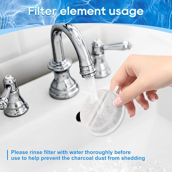 8 Set Cat Water Filter, Replacement Filters for 2.5L Lite & Premium Pet Fountain, Triple Filtration System Pet Filter Replacement (Including 12 Foam/Sponge Mufflers)