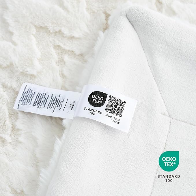 Cozy Bliss Faux Fur Throw Blanket for Couch - Ultra Soft Fuzzy Cozy Throw Gift Blankets for Women,Cream White Boho Blanket for Sofa Bedroom Living Room.60 * 80 Inches