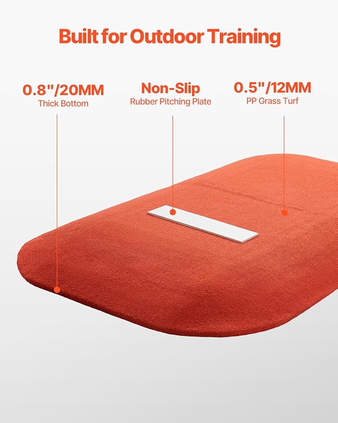 VEVOR Pitching Mound, Baseball Game Mound, Indoor/Outdoor Pitching Practice and Training Equipment, Softball Pitching Aids with Antifade Turf and Pitching Rubber
