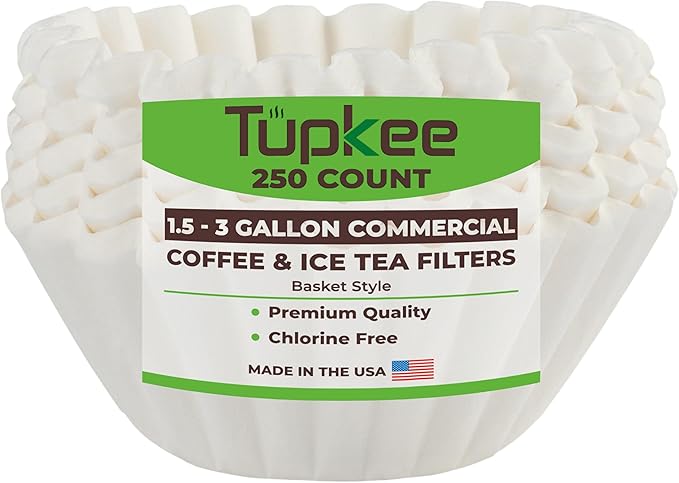 Tupkee Extra Large Coffee Filters – 13.75” x 5.25” – Fits Bunn 1.5–3 Gallon Commercial Coffee & Tea Machines – Chlorine-Free – No Overflow, No Tearing – 250 Count – For Restaurants, Cafés