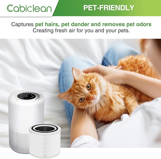 Cabiclean 3-Pack Core 200S Replacement Fil-TER, Compatible with LEVOIT Core 200S Smart WiFi Ai-r Purifi-er, 3 Stages True H13 HEPA Fi-lter, Compare Part# Core 200S-RF