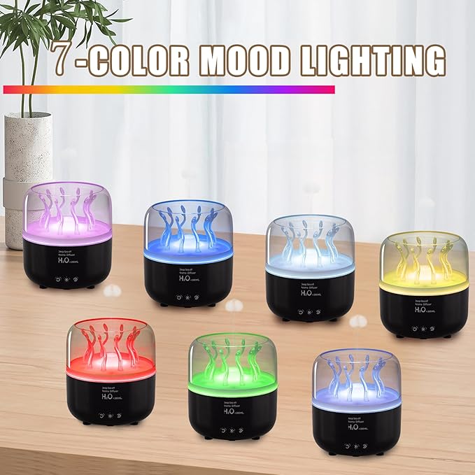 Jellyfish Humidifier Diffuser, 280ml Essential Oil Diffuser with Remote, 7 Color Lights, Quiet Ultrasonic Cool Mist Humidifier for Home, Office, Nursery, Auto-Off (Black)
