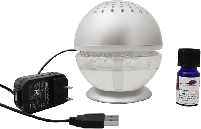 Little Squirt Glowing Water, Air Revitalizer, Air Freshener, Room Aromatizer, Aroma and Essential Oil Diffuser with 10ML Lavender Oil, Silver