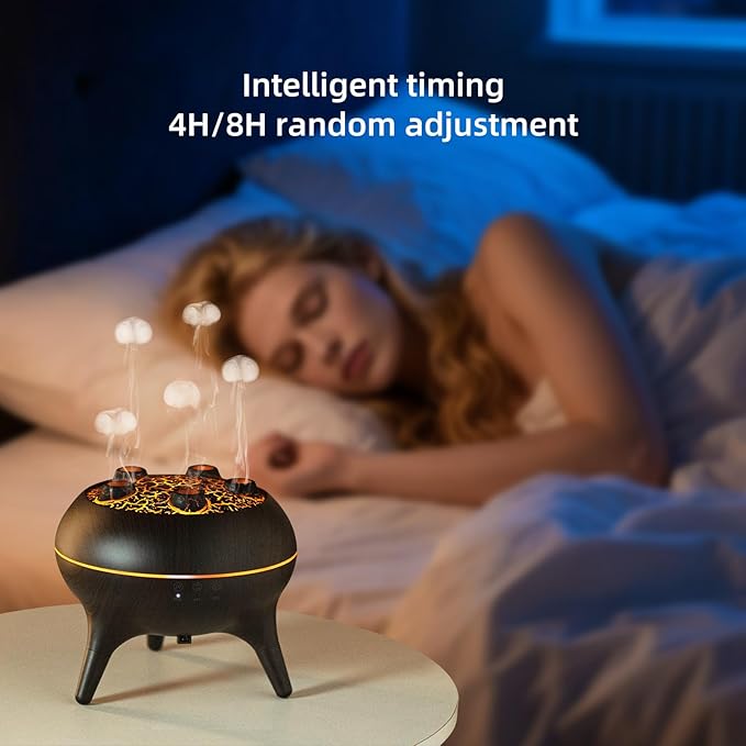 Essential Oil Diffuser 250ML,Jellyfish Diffuser Volcano Diffuser Air Humidifiers Sound Pickup Ultrasonic Aromatherapy Remote Control 7Color Lights for Home Bedroom Office Hotel (Brown Color)