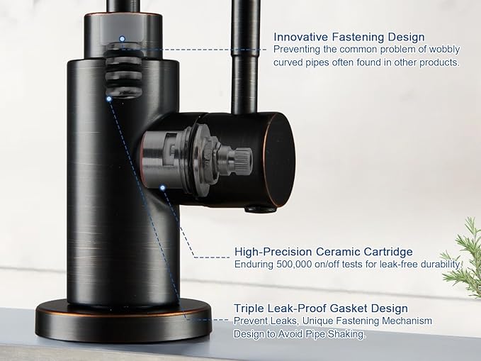 Water Filter Faucet, VMASSTONE Reverse Osmosis Faucet Fits Most RO Units or Water Filtration System in Non-Air Gap, Lead-Free Stainless Steel Drinking Water Faucet for Bar Kitchen Sink, RV (DM001 ORB)