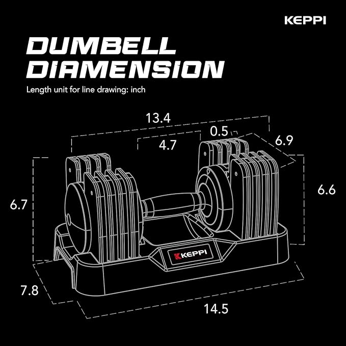 Keppi Adjustable Dumbbells Set-25lb/40lb/55lb/60lb, Anti-Slip Metal Fast Adjust Weight Handle, Exercise & Fitness for Full Body Workout - Adjustable Dumbbell Series-FlexoryFit