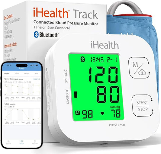 iHealth Track Smart Upper Arm Blood Pressure Monitor with Wide Range Cuff That fits Standard to Large Adult Arms, Bluetooth Compatible for iOS & Android Devices-FlexoryFit