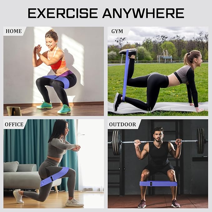 12 Pcs Fabric Resistance Bands for Working Out Booty Workout Stretch Exercise Bands Non Slip for Legs Squat Resistance Loop for Women Men Starter Butt Hip Thigh Fitness-FlexoryFit