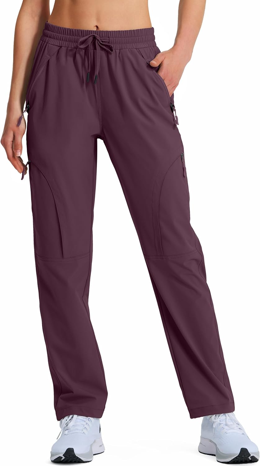 Women's Hiking Pants Quick Dry Lightweight Cargo Pants UPF 50 Water Resistant Zipper Pockets for Golf Travel Work Camping