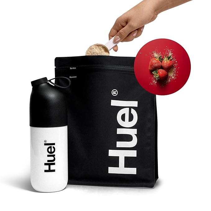 Huel Black Edition | Strawberry Shortcake 40g Vegan Protein Powder | Nutritionally Complete Meal | 27 Vitamins and Minerals, Gluten Free | 17 Servings | Scoop not included to reduce plastic-FlexoryFit