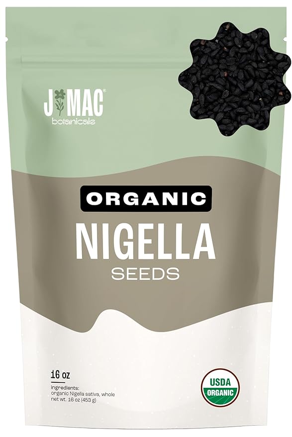 J Mac Botanicals, Organic Nigella Seeds (1 Pound), USDA Certified, black cumin seed, Nigella Sativa, Kalonji Seeds-FlexoryFit