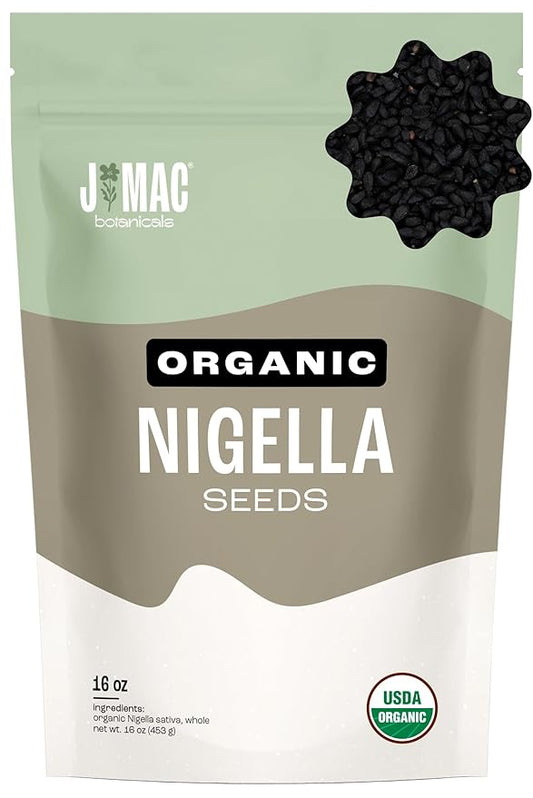 J Mac Botanicals, Organic Nigella Seeds (1 Pound), USDA Certified, black cumin seed, Nigella Sativa, Kalonji Seeds-FlexoryFit