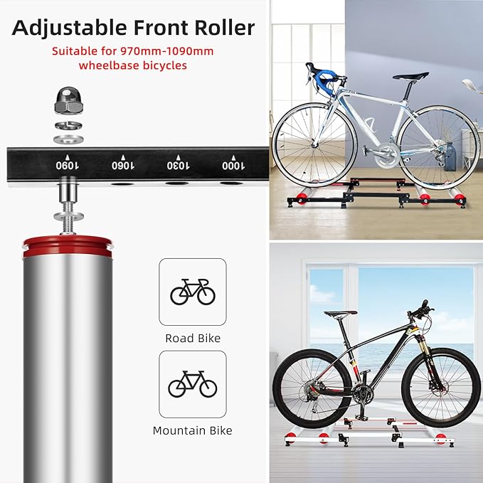 ROCKBROS Bike Rollers Adjustable Bike Trainer Stand Foldable Indoor Cycling Bicycle Roller with Resistance for MTB Road Bike Exercise