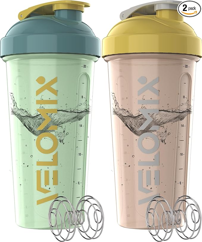 '-2 Pack- 28 oz Protein Shaker Bottles for Protein Mixes - 2x Wire Whisk | Leak Proof Shaker Cups for Protein Shakes | Protein Shaker Bottle Pack | Shakers for Protein Shakes-Soft Combo-FlexoryFit