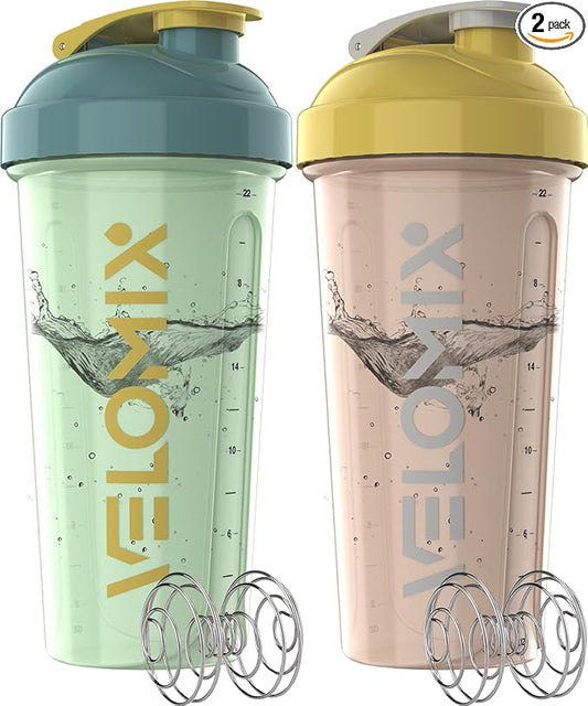 '-2 Pack- 28 oz Protein Shaker Bottles for Protein Mixes - 2x Wire Whisk | Leak Proof Shaker Cups for Protein Shakes | Protein Shaker Bottle Pack | Shakers for Protein Shakes-Soft Combo-FlexoryFit