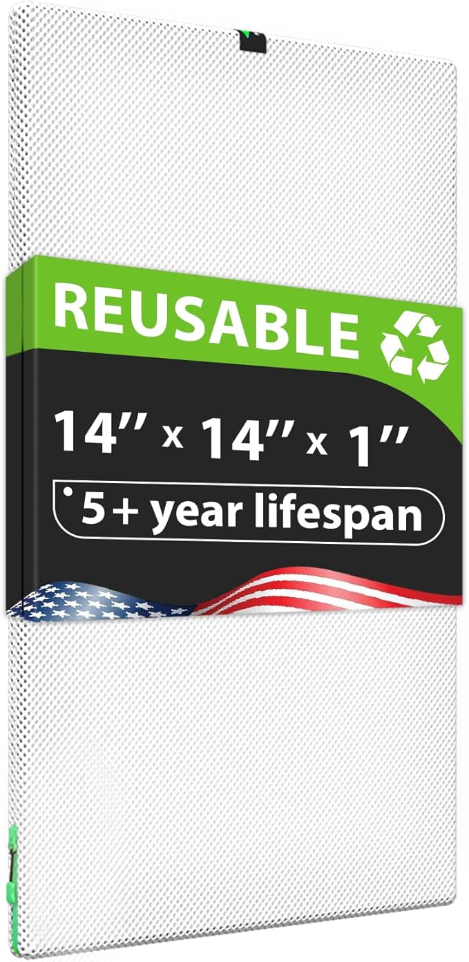 14x14x1 Air filter, Washable and Reusable Air Filter 14x14x1 for AC HVAC Furnace, MERV 8 Air Filters Machine Washable & Dryer Friendly, AC Furnace Air Filter