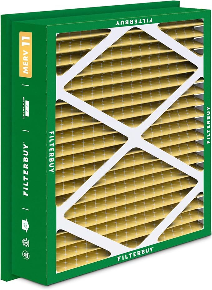 Filterbuy 24x24x5 Air Filter MERV 11 Allergen Defense (2-Pack), Pleated HVAC AC Furnace Air Filters Replacement for Honeywell Return Grille (Actual Size: 22.38 x 22.38 x 4.38 Inches)