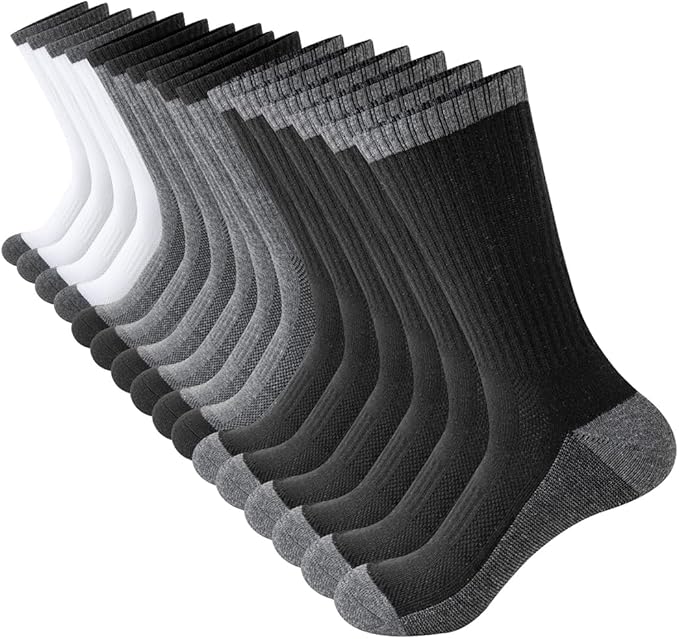 JOYNÉE 8 Pairs Mens Breathable Athletic Crew Socks Arch Support Cushioned Socks for Hiking Sports Running,Sock Size:10-13-FlexoryFit
