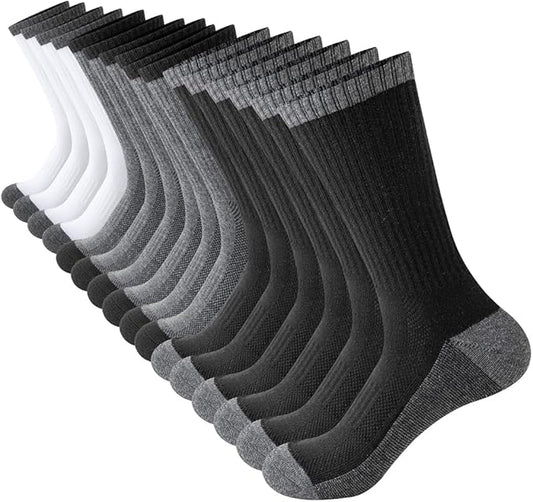 JOYNÉE 8 Pairs Mens Breathable Athletic Crew Socks Arch Support Cushioned Socks for Hiking Sports Running,Sock Size:10-13-FlexoryFit