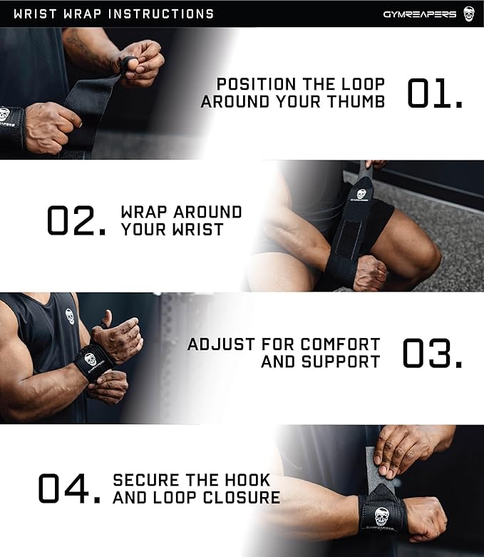 Gymreapers Weightlifting Wrist Wraps (IPF Approved) 18" Professional Quality Wrist Support with Heavy Duty Thumb Loop - Best Wrap for Powerlifting Competition, Strength Training, Bodybuilding-FlexoryFit