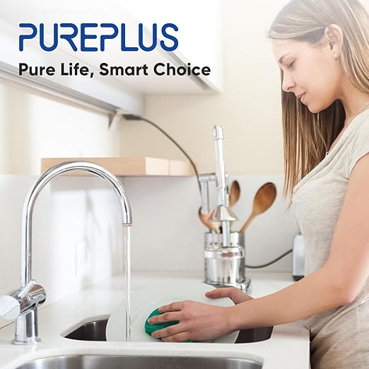 PUREPLUS Under Sink Water Filter, 40,000 Gallons Capacity, 99.99% Chlorine Reduction, NSF/ANSI 42 Certified, Removes Heavy Metals and Chlorine, Direct Connect Under Counter Water Filtration System