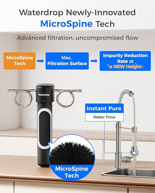 Waterdrop 15UA-PF Under Sink Water Filter, Reduces 𝐏𝐅𝐀𝐒, 𝐏𝐅𝐎𝐀/𝐏𝐅𝐎𝐒, Chlorine, Bad Taste & Odor, Under Sink Water Filtration System, Direct Connect to Kitchen Faucet, 6 Months