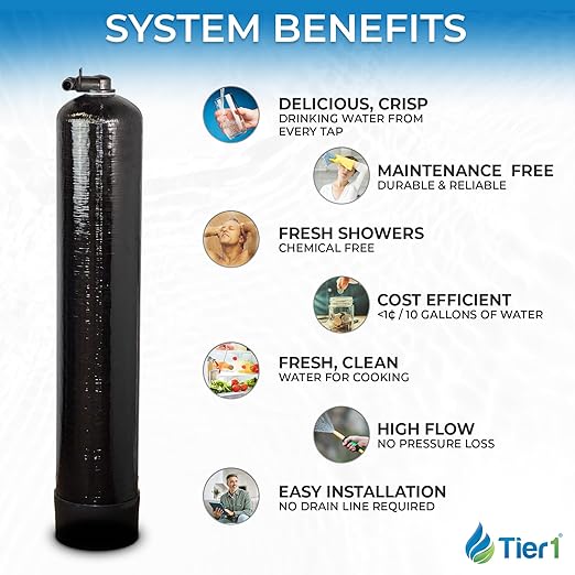Tier1 Whole House Chloramine Filter | 900,000 Gallon Capacity, 8-9 Year Life | Pre-Filled Carbon Tank with 1.5 Cubic feet of Premium Catalytic Granular Activated Carbon | Home Water Filtration System
