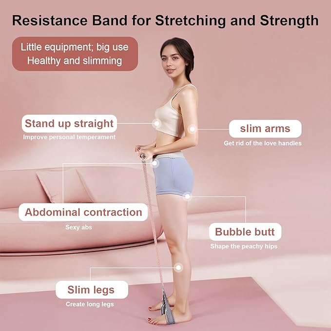 Fabric Resistance Band with Handles, Resistance Bands for Women, Non-Slip Elastic Bands for Strength Muscle Training, Stretch Band Workout Equipment for Leg Arm Chest Core Wrist Ankle-FlexoryFit
