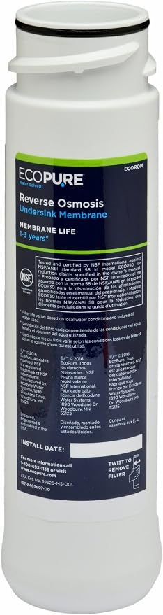 EcoPure ECOROM Reverse Osmosis Membrane Replacement – Fits ECOP30 & Select by EcoPureWaterSolutions
