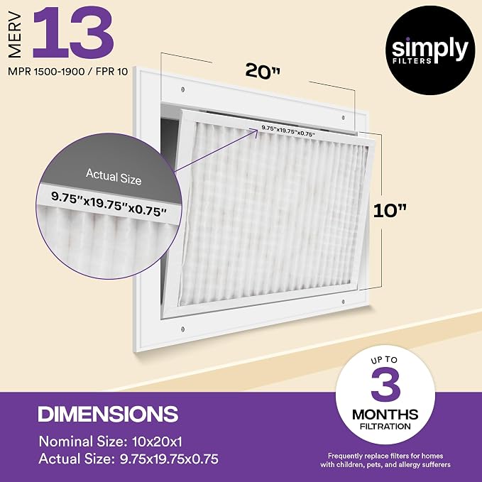 Simply 10x20x1 Air Filter, Merv 13, 6 Pack, - Image 3