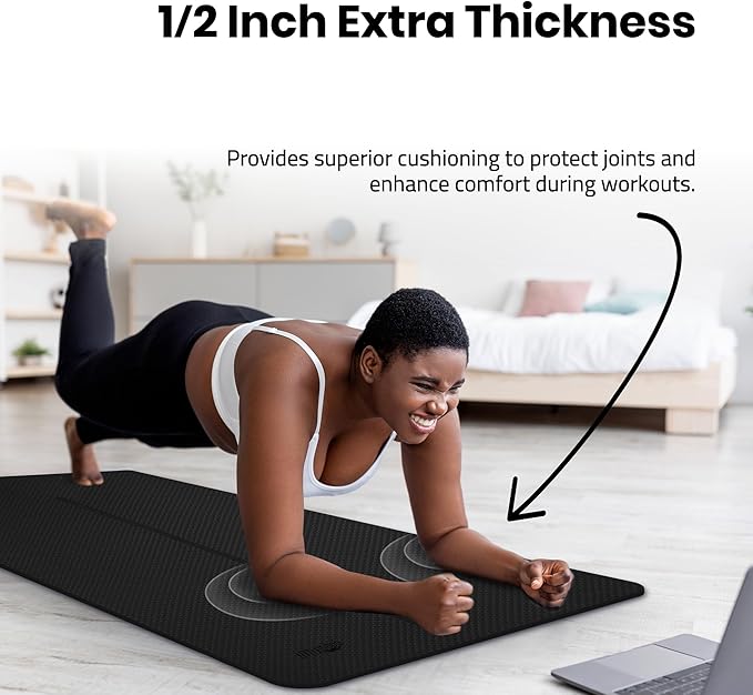 Extra Wide Yoga Mat for Men Women (72"L x 36"W) Non Slip Fitness & Exercise Mat with Alignment Marks for Yoga, Pilates, Floor Workouts-FlexoryFit