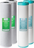 iSpring F4WGB22BM 4.5” x 20” 2-Stage Whole House Water Filter Set Replacement Pack with CTO Carbon Block and Iron & Manganese Reducing Cartridges, Fits WGB22BM, White