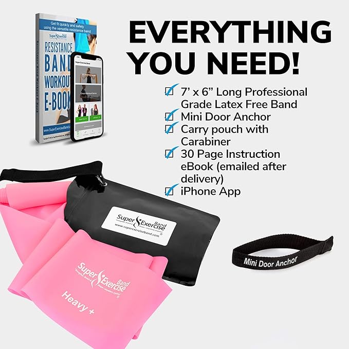 7Ft Long Resistance Bands for Stretching - Resistance Bands Set with Door Anchor - Exercise Bands Including Carry Pouch, E-Book & App - Latex-Free Workout Bands-FlexoryFit