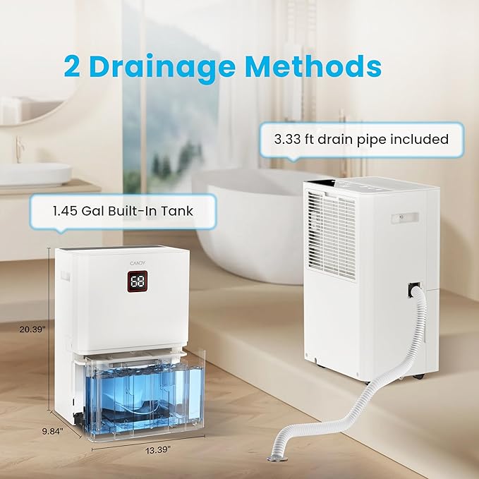 84 Pints Dehumidifier for Spaces up to 5000 Sq. Ft, Dehumidifier for Home, Basements and Large Rooms with Drain Hose and 1.45 Gallons Water Tank